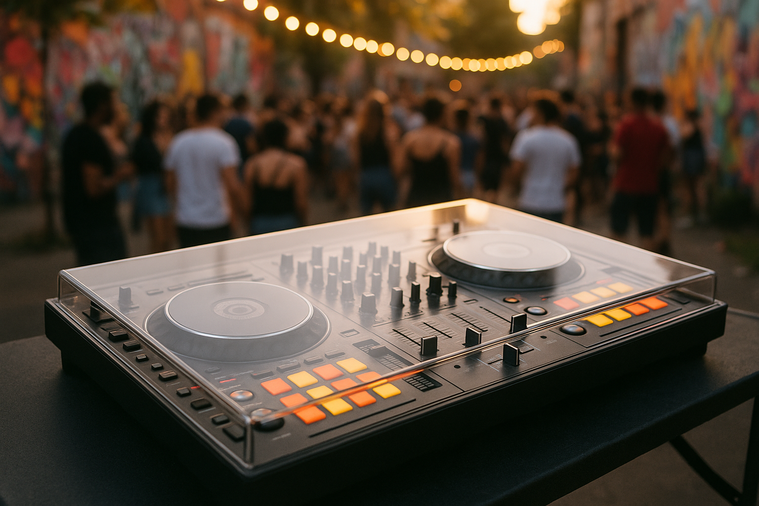 cover the DJ controller with a protective polycarbonate dust cover