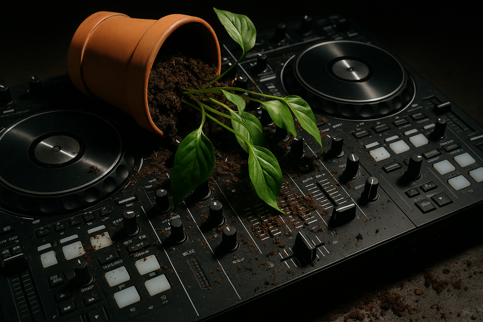 plant dropped on a DJ Controller